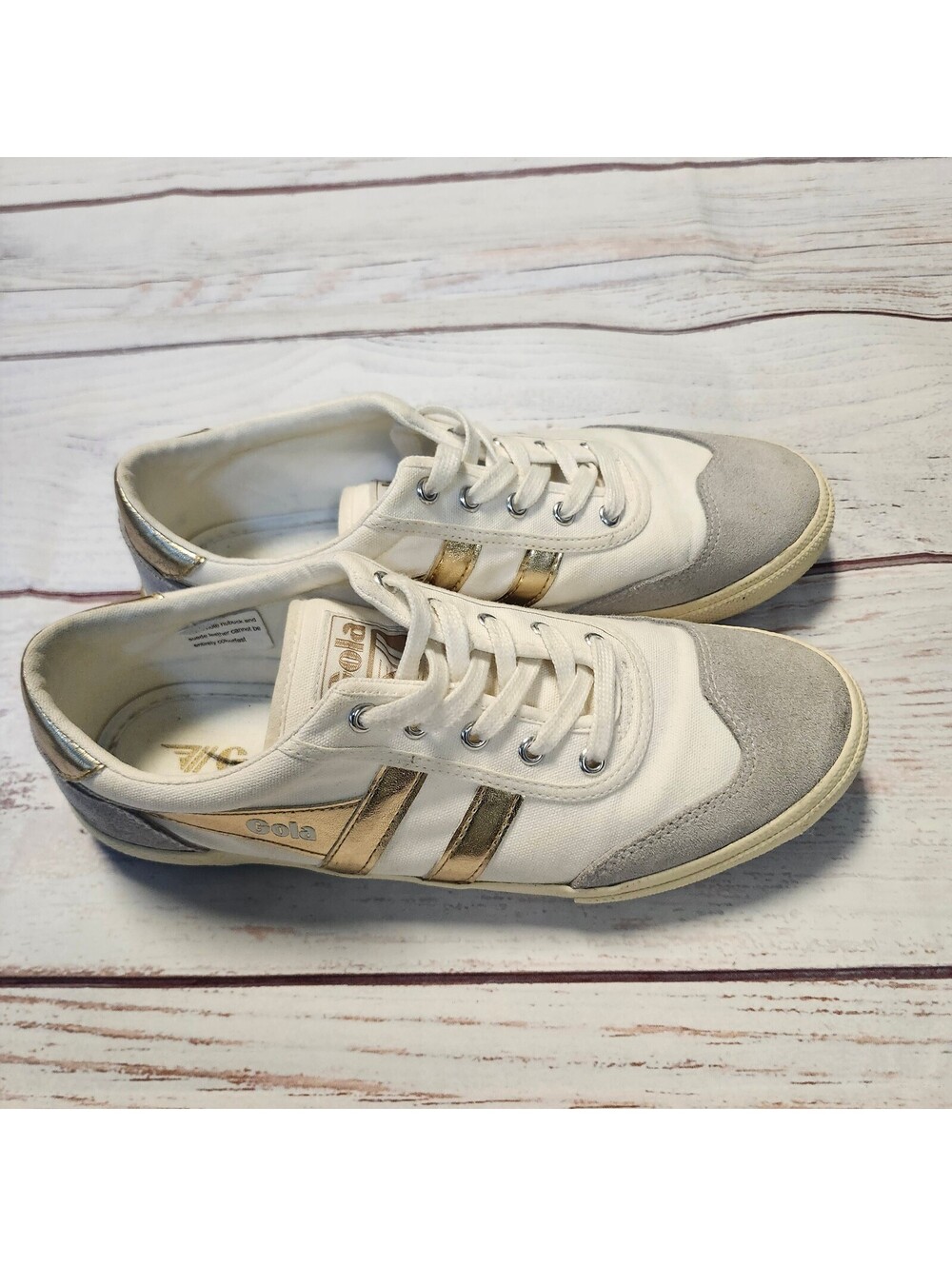 Gola Classic Badminton White and Gold Sneakers Size 9